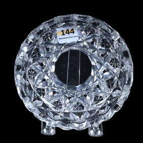 Souvenir Nappy, American Brilliant Cut Glass, Signed Libbey, Geometric And Star Button Motif