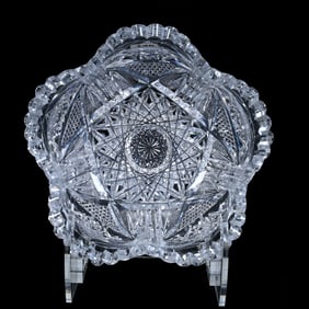 Bowl, Blown Mold, ABCG, Hobstar, Vesica, Nailhead Diamond And Feather Motif