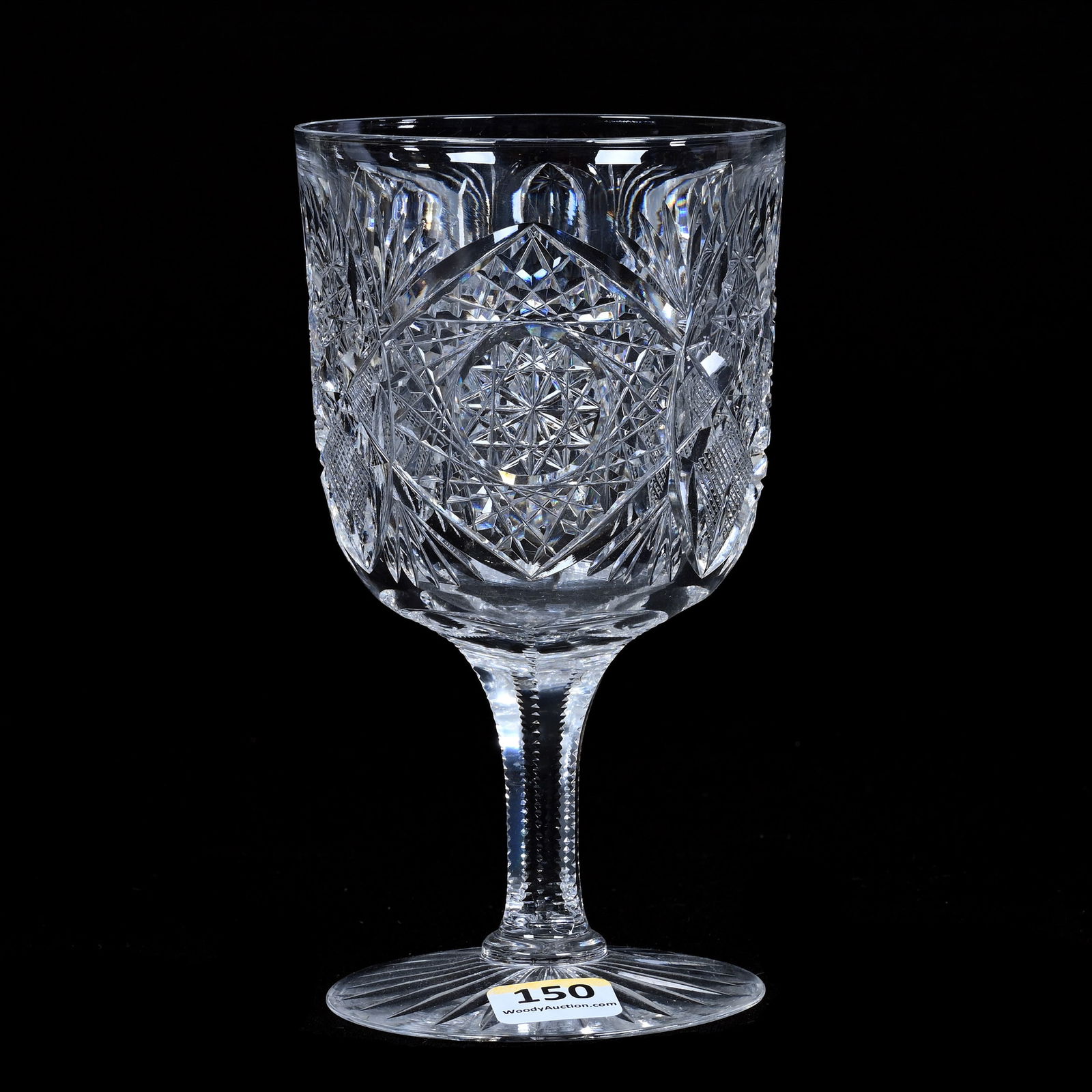 Goblet, American Brilliant Cut Glass, Signed J. Hoare Monarch Pattern (1 of 3)