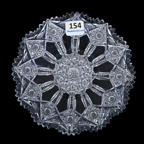 Plate, American Brilliant Cut Glass, Pattern Attributed To Westminster By Sinclaire