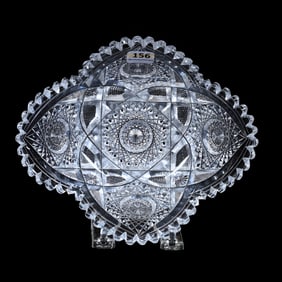 Oval Bowl, ABCG, Four Sections Of Hobstar, Vesica, Strawberry Diamond And Star Motif
