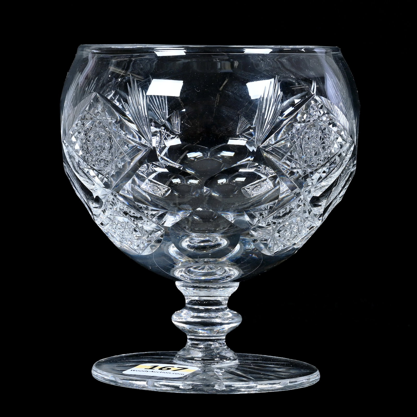 Cognac Stem, American Brilliant Cut Glass, Signed Hawkes Queens Pattern (1 of 3)