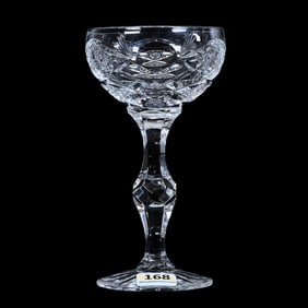 Wine Stem, American Brilliant Cut Glass, Signed Hawkes Queens Pattern