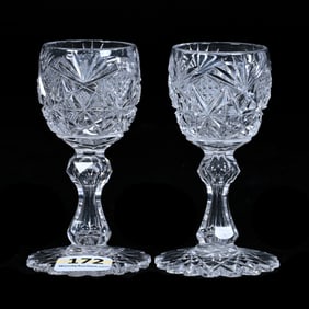 Pair Cordial Stems, ABCG, Pattern With Similarities To Stratford By Libbey
