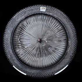 Round Tray, American Brilliant Cut Glass, Signed Libbey