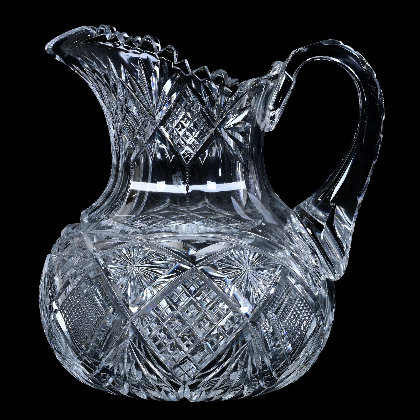 Water Pitcher, American Brilliant Cut Glass, Harvard Pattern By Libbey (1 of 3)