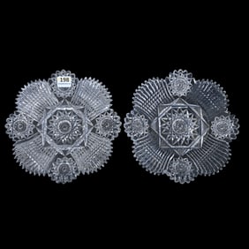 (2) Plates, American Brilliant Cut Glass, Diadem Pattern By Meriden