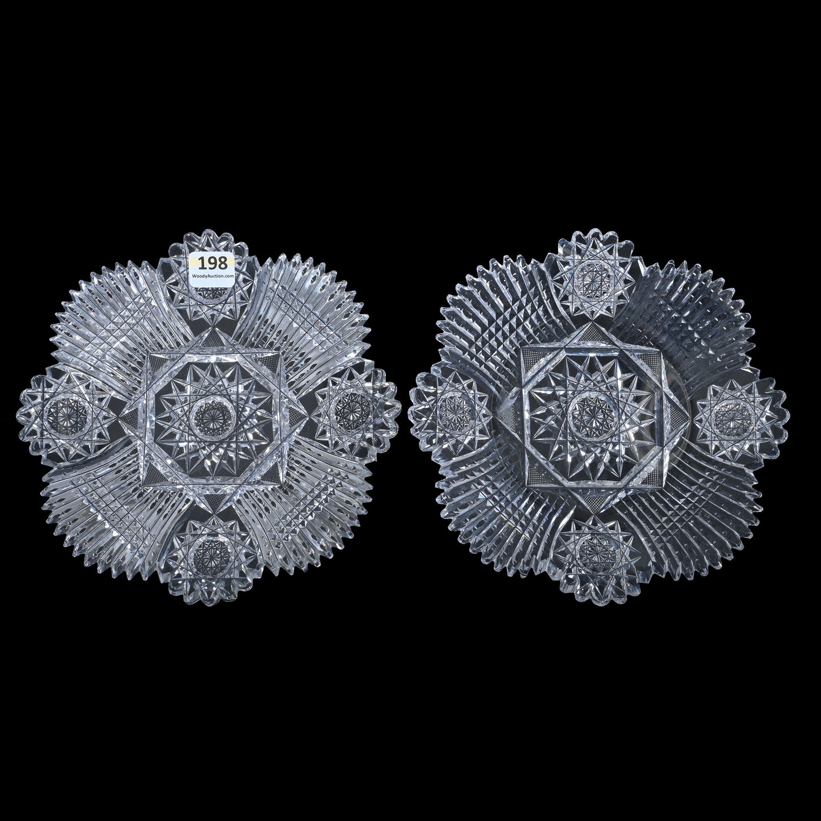 (2) Plates, American Brilliant Cut Glass, Diadem Pattern By Meriden (1 of 2)