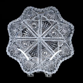 Bowl, Blown Mold, American Brilliant Cut Glass, Estelle Pattern By Pairpoint