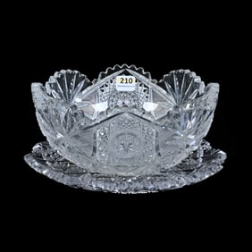 American Brilliant Cut Glass, (1) 9" Plate Signed Clark Huyler Pattern