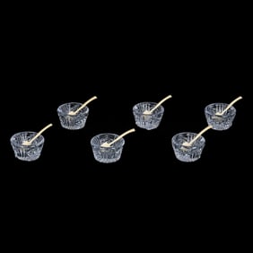(6) Salt Dips, American Brilliant Cut Glass, Hobstar And Prism Motif