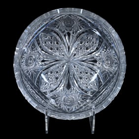 Bowl, American Brilliant Cut Glass, Hobstar, Cane, Vesica, Spherical Highlights