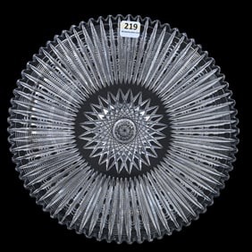 Plate, American Brilliant Cut Glass, Hobstar Center, Prism Cut Border