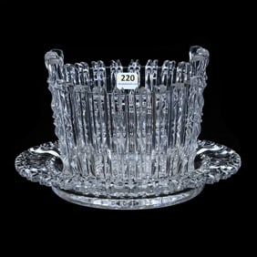 Tab Handled Ice Tub With Underplate, American Brilliant Cut Glass