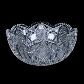 One Piece Punchbowl, American Brilliant Cut Glass - Over 12lbs Total Weight