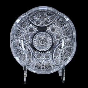 Bowl, American Brilliant Cut Glass, Bellevue Pattern By Taylor Bros - Excellent Example!