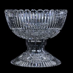 Two Part Punchbowl, American Brilliant Cut Glass, Sylph Pattern By C.F. Monroe -