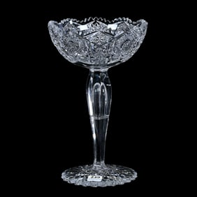Compote, ABCG, Genoa Pattern By Clark - Teardrop Stem, Scalloped Hobstar Foot