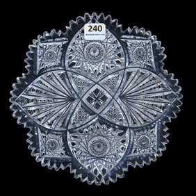 Plate, American Brilliant Cut Glass, Signed Hawkes Albion Pattern - Nice Example