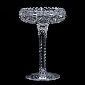 Compote, ABCG, Hobstar, Crosshatch And Fan Motif - Notched Hollow Stem, Ray Cut Foot