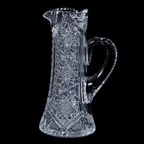 Tankard, American Brilliant Cut Glass, Hobstar, Cane And Zipper Motif