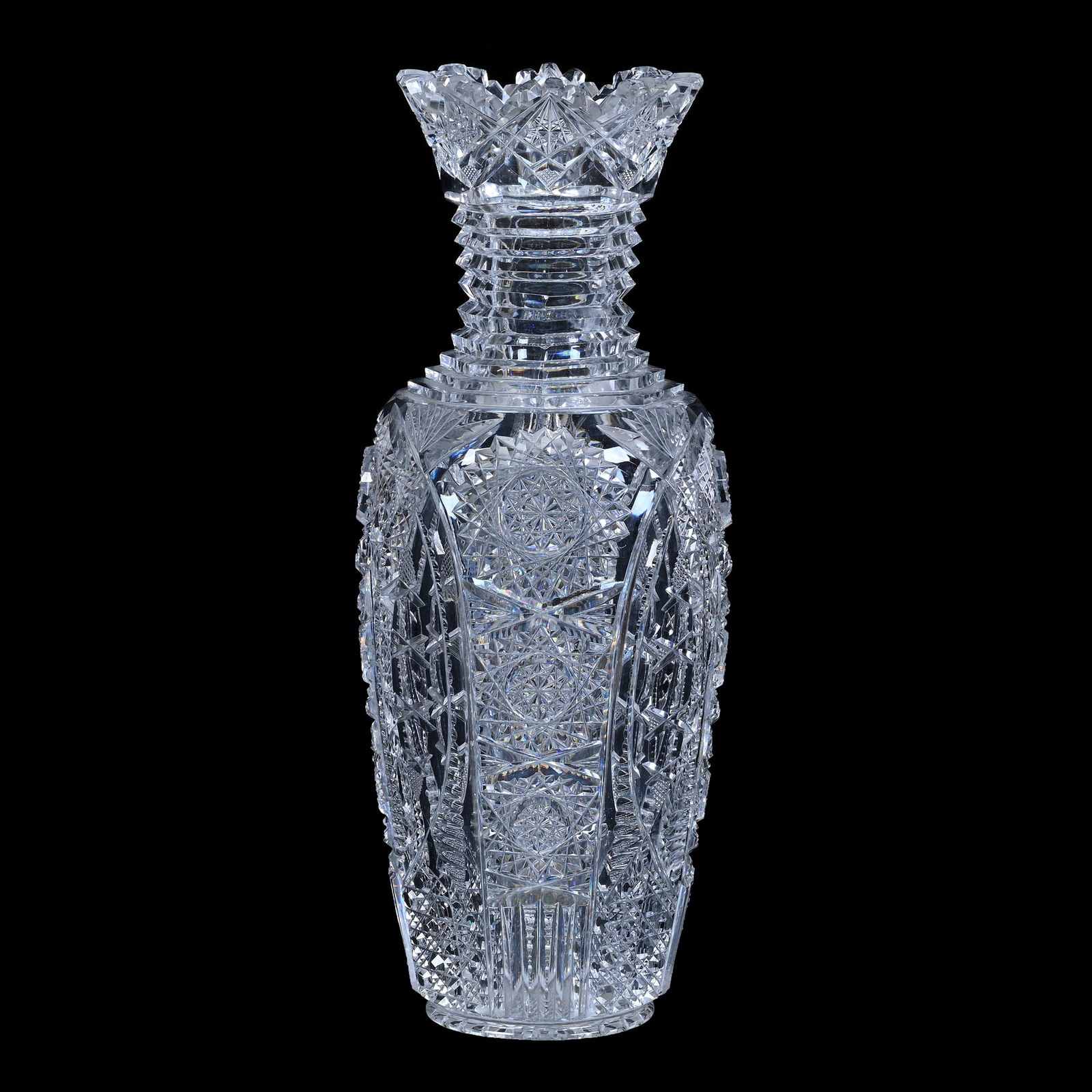 Vase, American Brilliant Cut Glass, Othello Pattern By Clark (1 of 3)