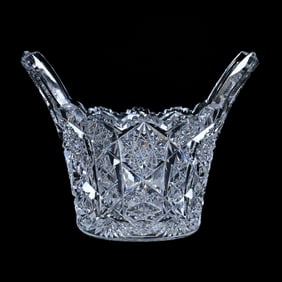 Ice Tub, Tab Handles, American Brilliant Cut Glass