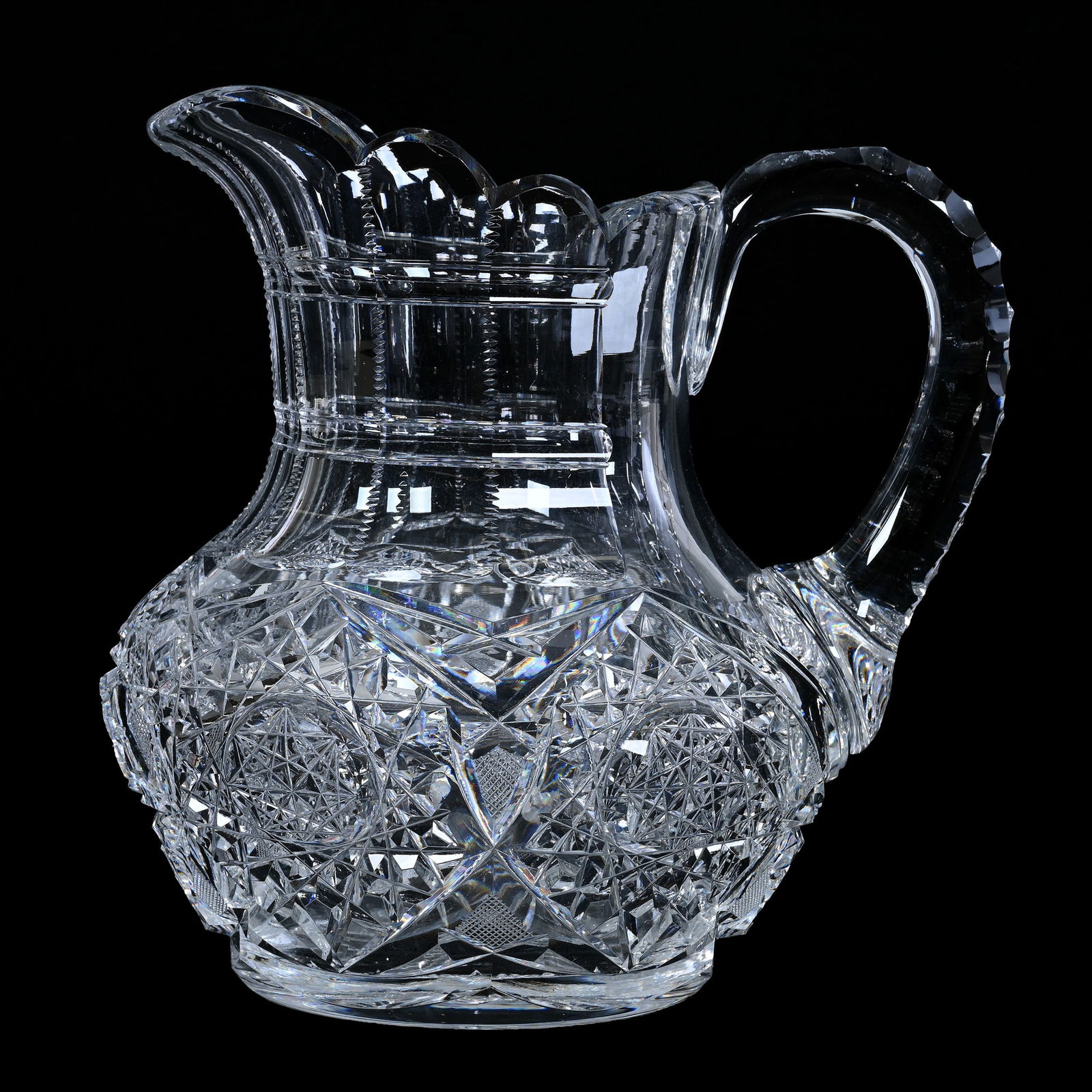 Water Pitcher, American Brilliant Cut Glass, Signed Egginton Orleans Pattern (1 of 3)