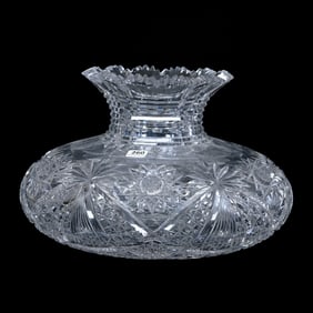 Flower Center, American Brilliant Cut Glass, Hobstar, Block And Fan Motif