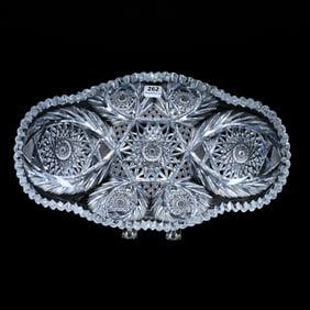 Ice Cream Tray, American Brilliant Cut Glass, Signed Pitkin And Brooks Elsie Pattern