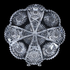 Round Tray, ABCG, Four Alternating Sections Of Hobstar, Pinwheel And Fan Motif
