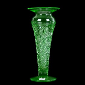 Pedestal Vase, Solid Uranium Green Attributed To Cambridge
