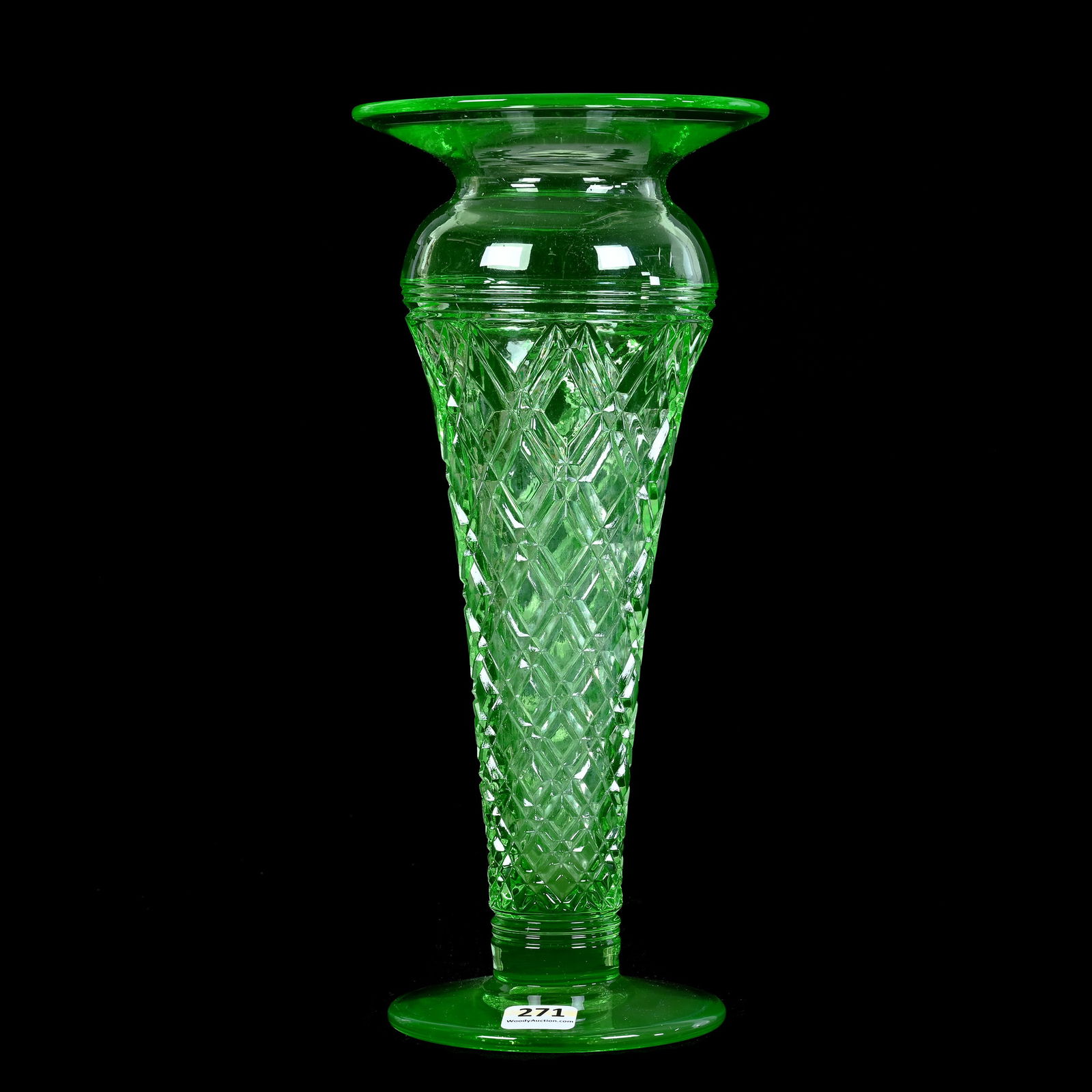 Pedestal Vase, Solid Uranium Green Attributed To Cambridge (1 of 4)