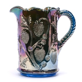 Water Pitcher, Contemporary Carnival Glass Marked Near Cut By Bennett Guernsey