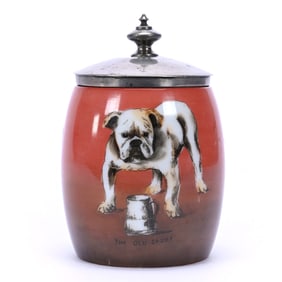 Humidor, Unmarked Handel, Bulldog Decor Titled "The Old Sport"