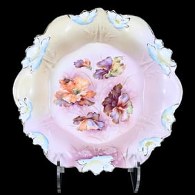Bowl, Unmarked R. S. Prussia, Cream And Pink Tones, Wild Poppy Decor