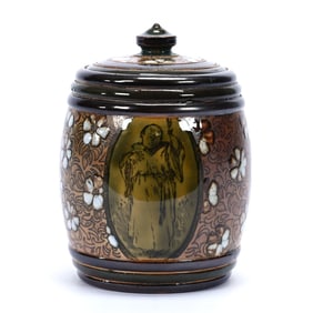 Humidor Marked Royal Doulton, Brown And Green Tones