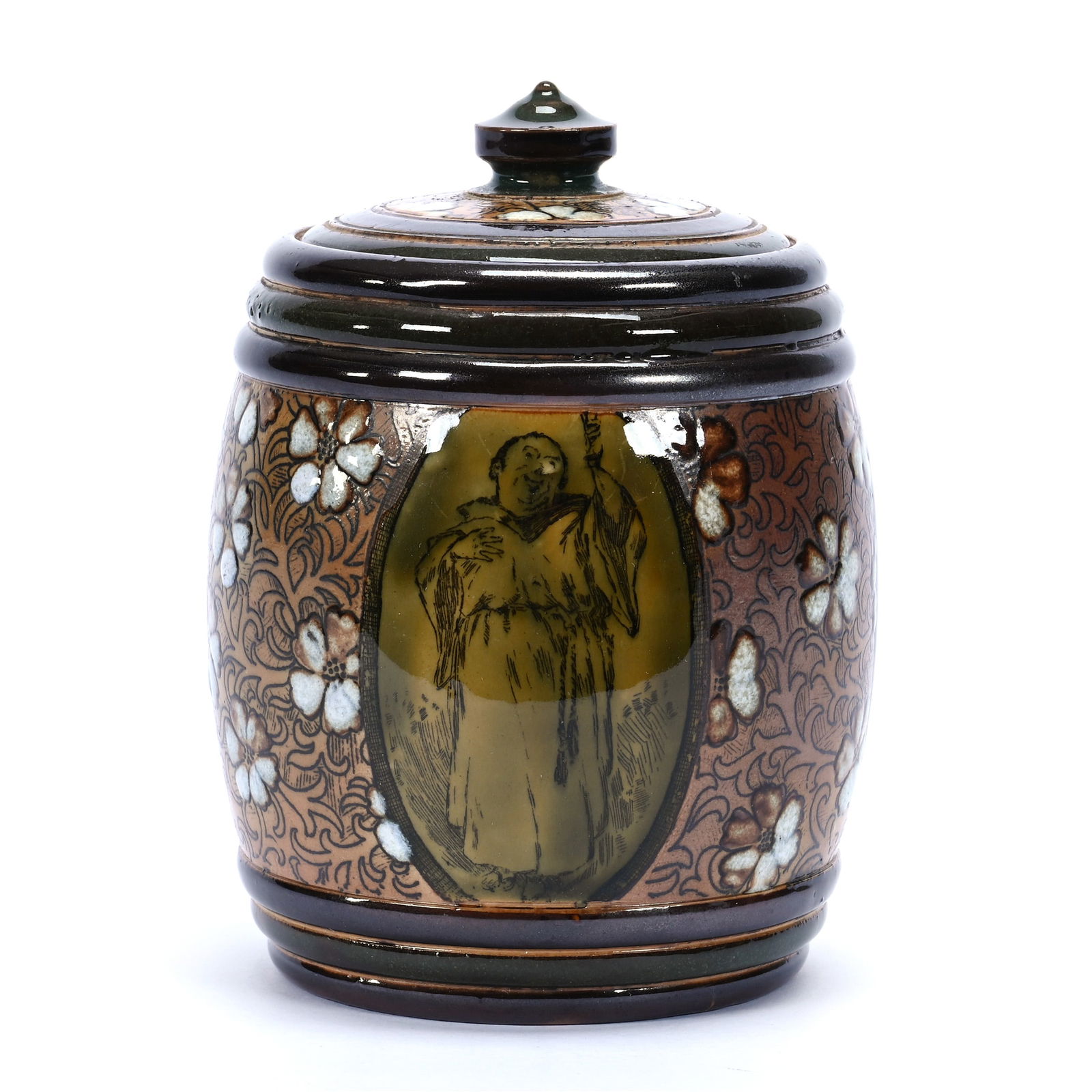 Humidor Marked Royal Doulton, Brown And Green Tones (1 of 4)