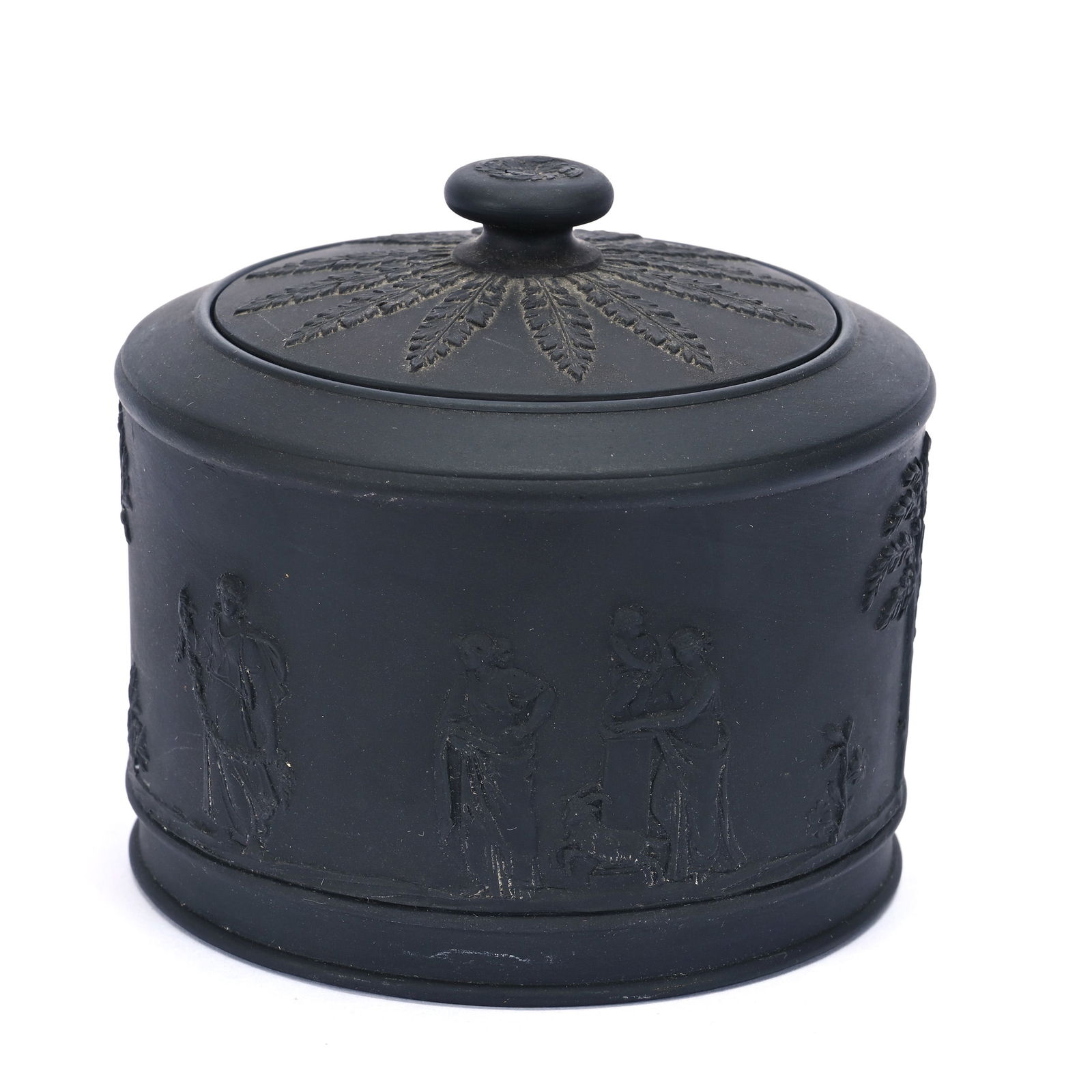 Round Covered Box Marked Wedgwood Black Basalt (1 of 3)