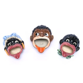(3) Figural Ashtrays, Black Memorabilia
