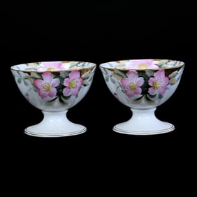 Pair Pedestal Bowls Marked Noritake