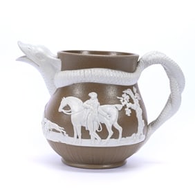 Pitcher, Unmarked Staffordshire Jasper Ware