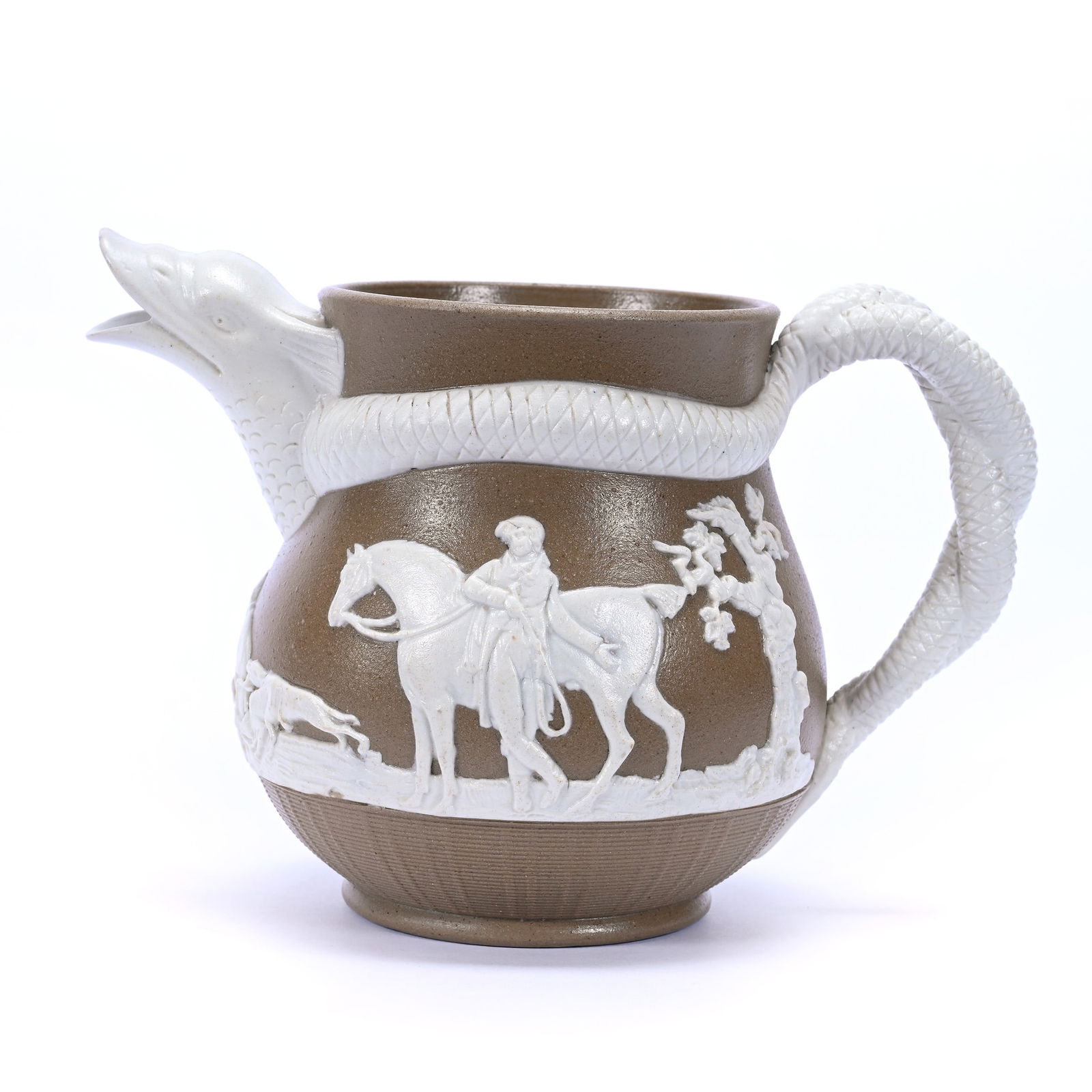 Pitcher, Unmarked Staffordshire Jasper Ware (1 of 4)