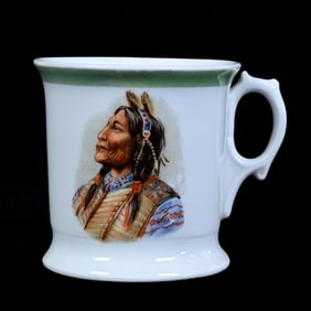 Mug, Unmarked Germany, Native American Indian Portrait