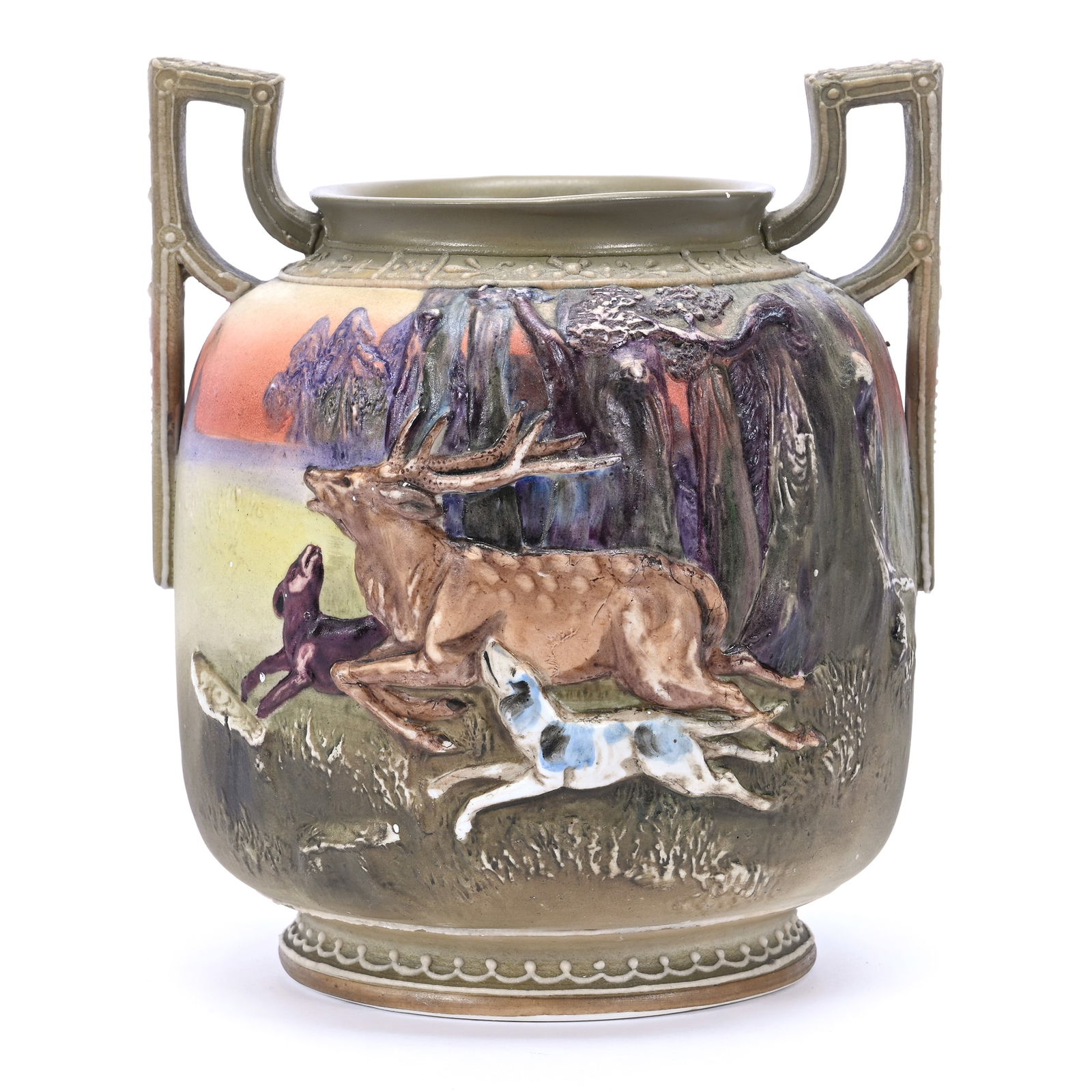 Vase, Two Handles, Marked Nippon Green Wreath, Blown Mold (1 of 3)