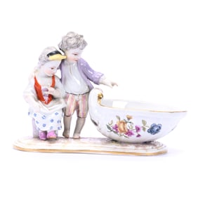 Master Salt, Figural, Unmarked German Porcelain (In Style Of Meissen)