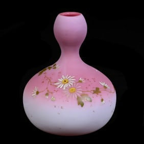 Vase, Decorated Burmese Art Glass Attributed To Mt. Washington