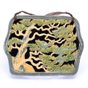 Plaque, Pine Tree Design In Style Of Sandzen