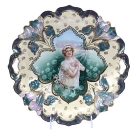 Two Handled Cake Plate, Marked R.S. Prussia, Iris Mold