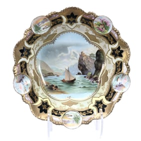 Bowl, Marked R.S. Prussia, Medallion Mold #14, Old Man In The Mountain Scenic Decor